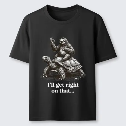 Tokyo-Tiger Sloth On Turtle Slow Friends Funny Meme Classic T-Shirt