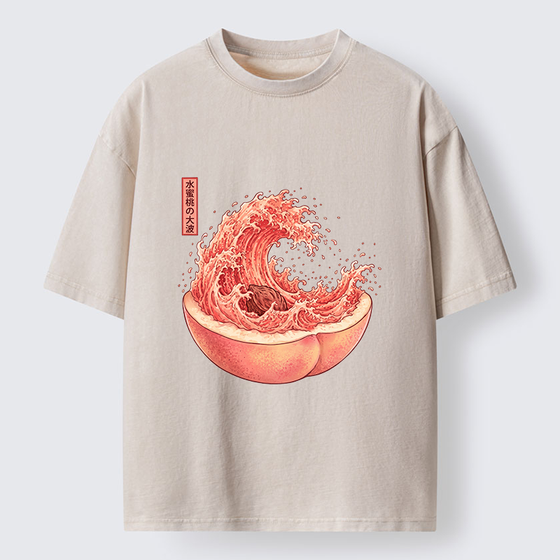 Tokyo-Tiger Vintage Peach Wave Washed T-Shirt