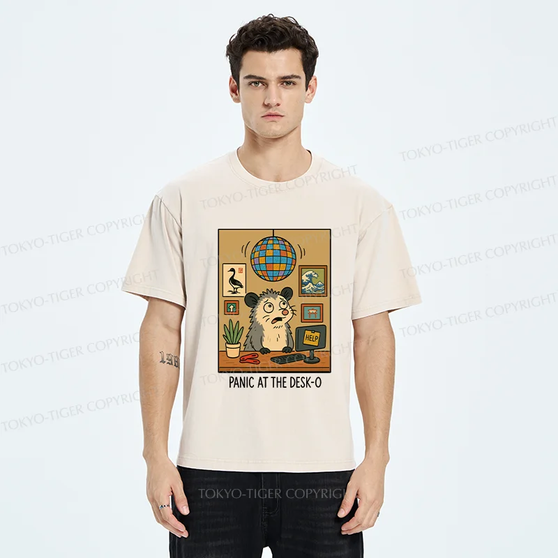 Tokyo-Tiger Panic In The Office Washed T-Shirt