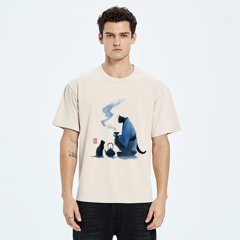 Tokyo-Tiger Midnight Tea Ceremony Washed T-Shirt