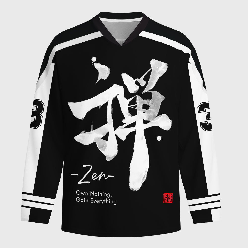 Tokyo-Tiger Japanese Zen Kanji Long-Sleeve Hockey Jersey