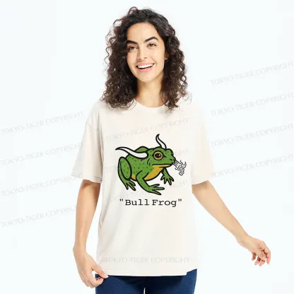 Tokyo-Tiger Funny Bull Frog Washed T-Shirt