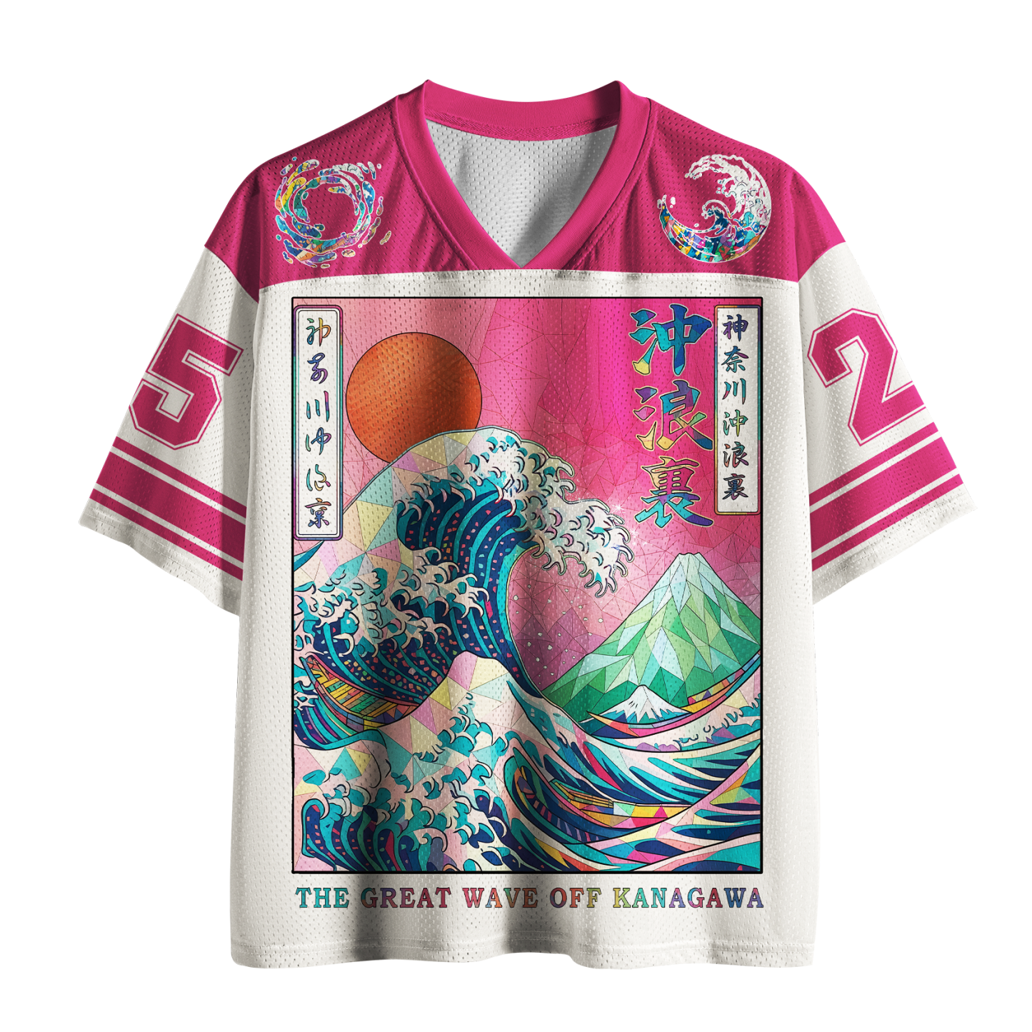 Tokyo-Tiger Kanagawa Wave Geometric Mesh Jersey