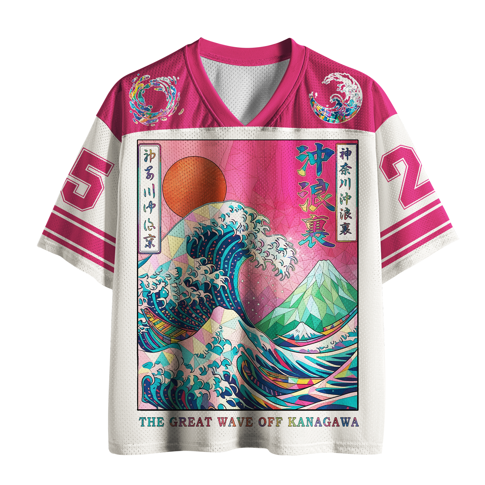 Tokyo-Tiger Kanagawa Wave Geometric Mesh Jersey