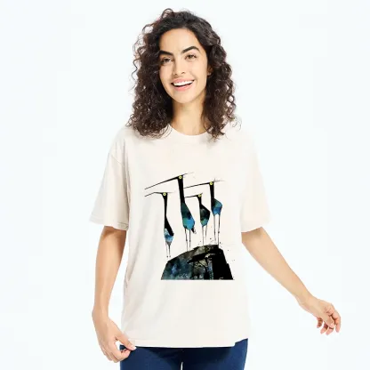 Tokyo‑Tiger Abstract Crane Art Washed T-Shirt