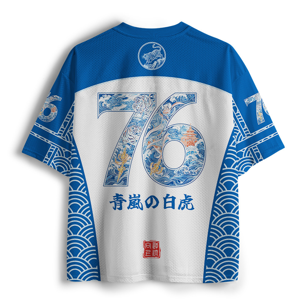 Tokyo-Tiger Kyoto White Tiger Waves Mesh Jersey
