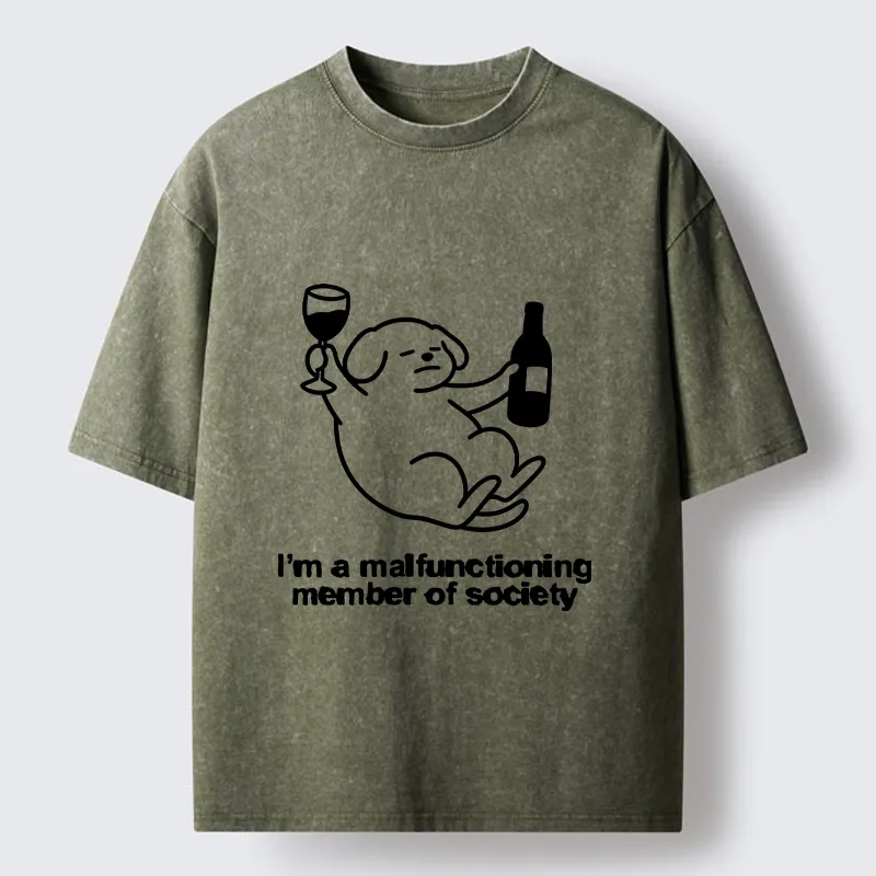 Tokyo‑Tiger Silly Wine Dog Vibe Washed T‑Shirt
