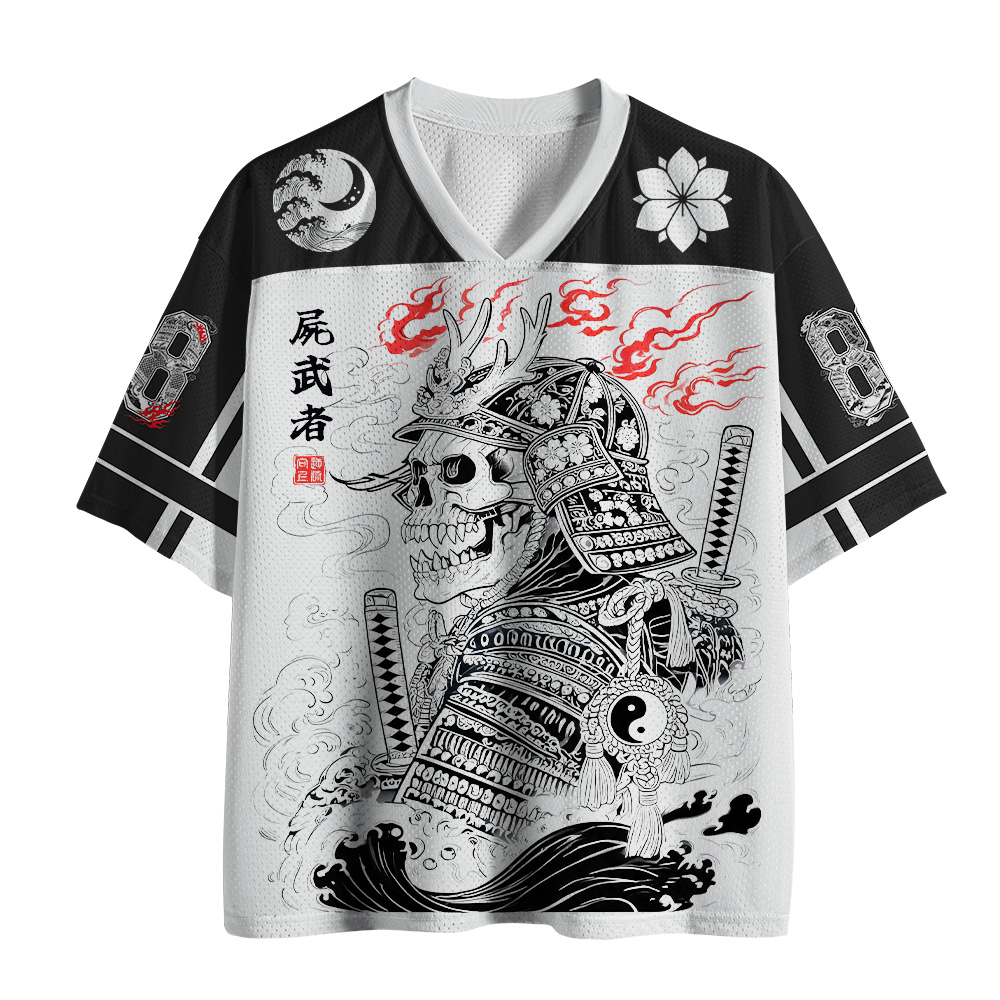 Tokyo-Tiger Skeleton Japanese Cherry Blossom Samurai Mesh Jersey