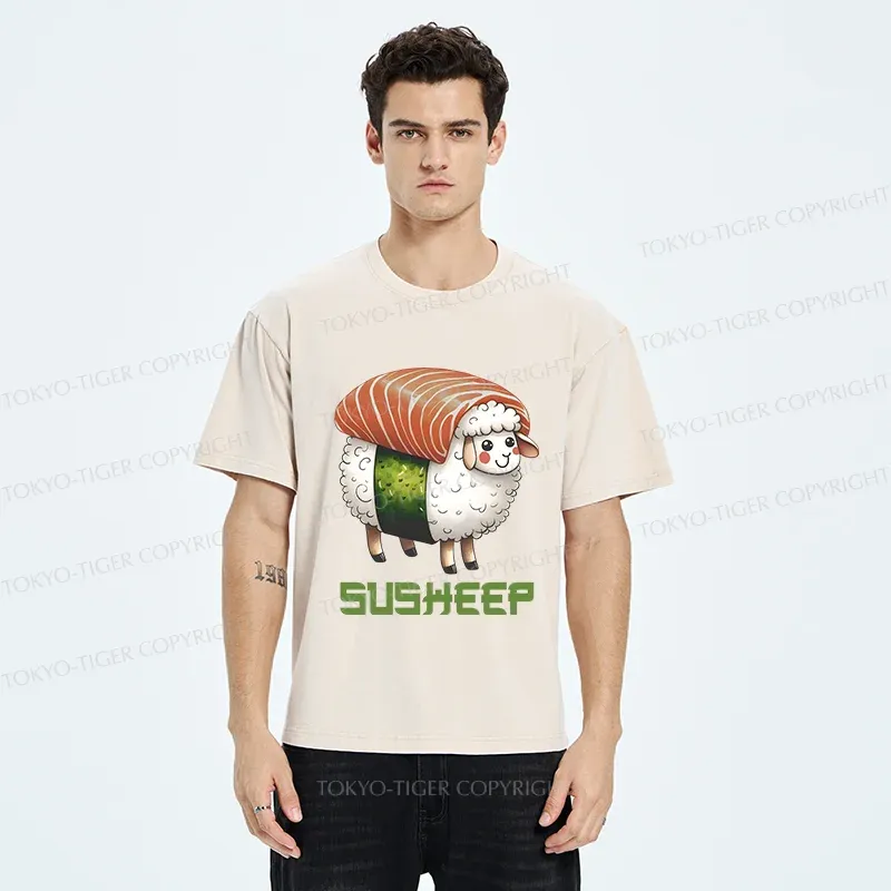 Tokyo-Tiger Susheep Funny Washed T-Shirt