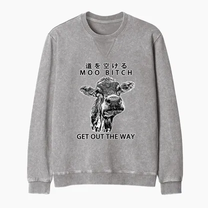 Tokyo-Tiger Funny Cow Washed Terry Sweatshirt