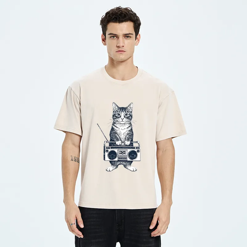 Tokyo-Tiger Cat Carried The Radio Washed T-Shirt
