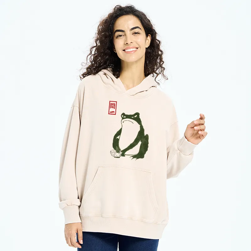 Tokyo-Tiger Woodblock Print Frog Washed Hoodie