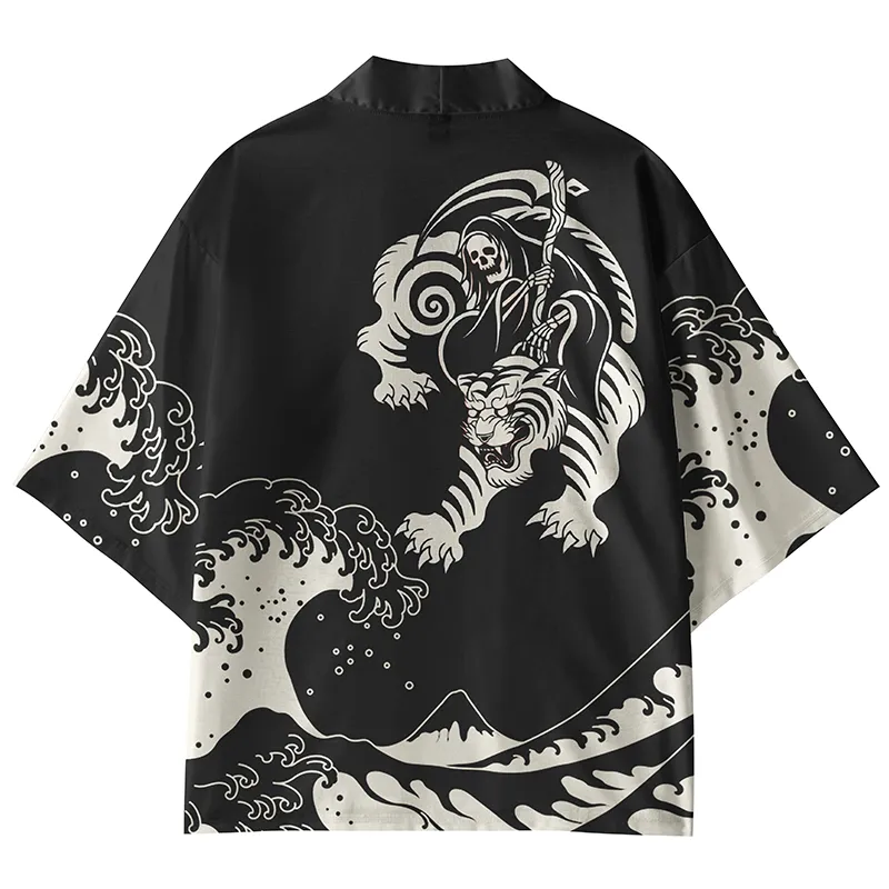 Tokyo-Tiger Tiger And Waves Kimono Cardigan