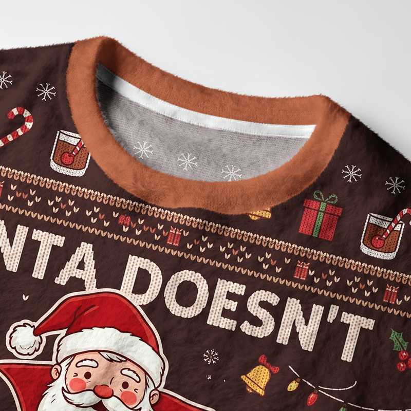 Tokyo-Tiger Funny Sarcastic Santa Fuzzy Christmas Ugly Sweatshirt