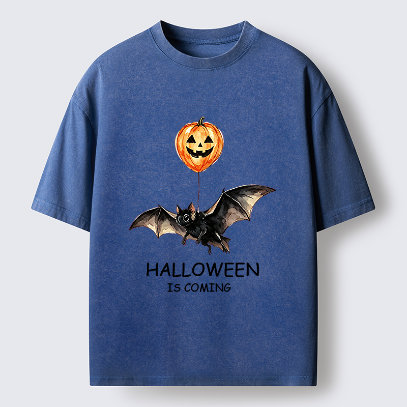 Tokyo‑Tiger Pumpkin Balloon Bat Meme Washed T‑Shirt