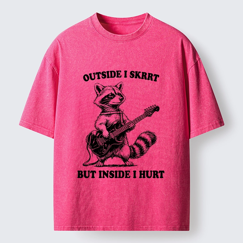 Tokyo‑Tiger Funny Rock Raccoon Washed T‑Shirt