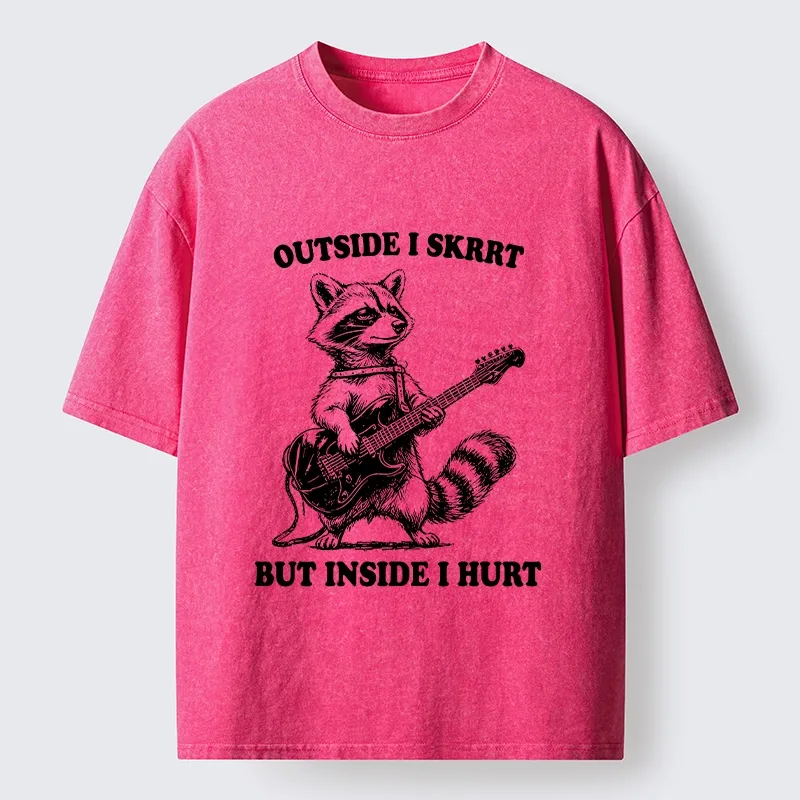 Tokyo‑Tiger Funny Rock Raccoon Washed T‑Shirt