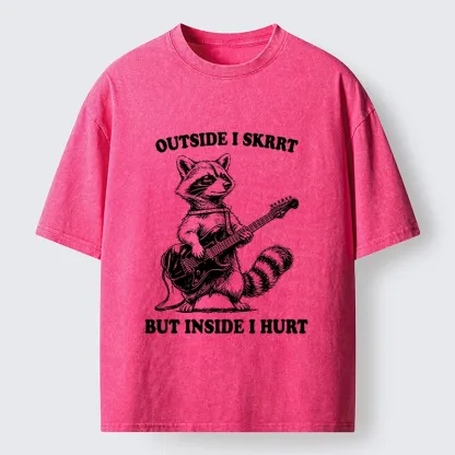 Tokyo‑Tiger Funny Rock Raccoon Washed T‑Shirt