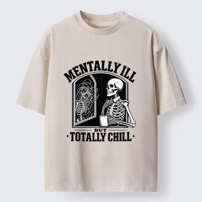 Tokyo‑Tiger Chill Crazy Skeleton Meme Washed T‑Shirt