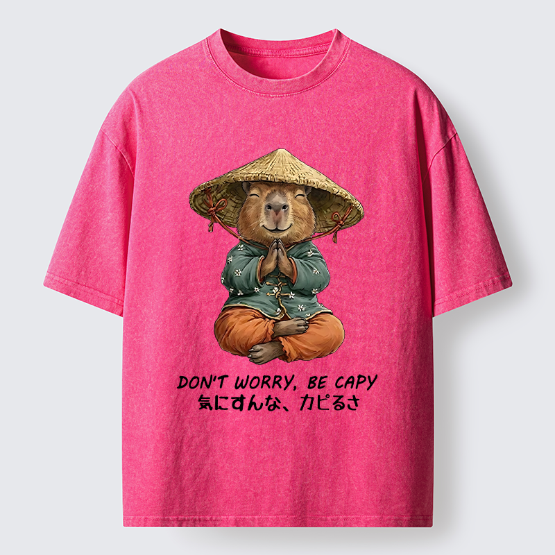 Tokyo-Tiger Zen Capybara Funny Meme Washed T-Shirt