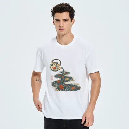 Tokyo-Tiger Maple Tea Pot Flowing River Ukiyo Art Classic T-Shirt