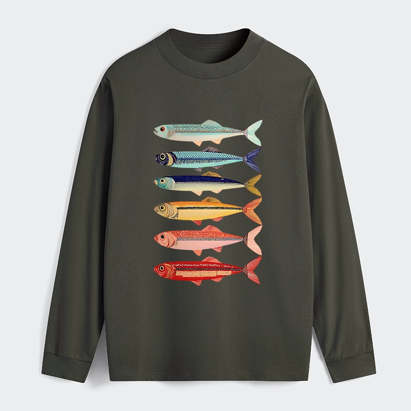 Tokyo‑Tiger Colorful Fish Stack Classic Long Sleeve T-Shirt