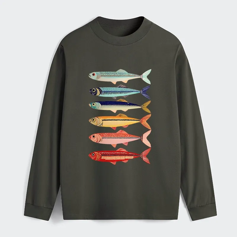 Tokyo‑Tiger Colorful Fish Stack Classic Long Sleeve T-Shirt