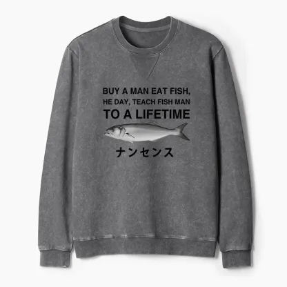 Tokyo-Tiger Funny To A Lifetime Washed Terry Sweatshirt