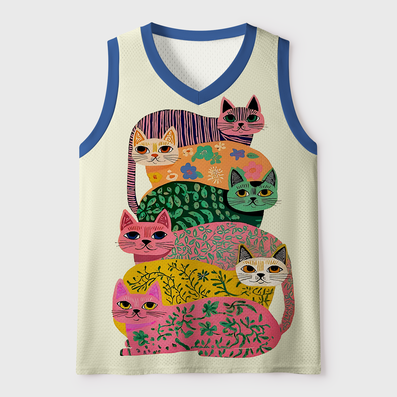 Tokyo-Tiger The Cat Stack Wave Mesh Tank Top
