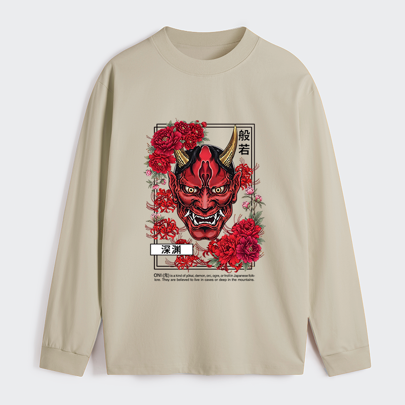 Tokyo-Tiger Cool Oni Floral Art Classic Long Sleeve T-Shirt