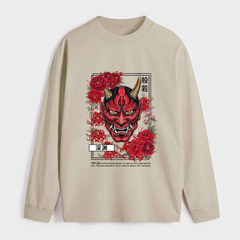 Tokyo-Tiger Cool Oni Floral Art Classic Long Sleeve T-Shirt