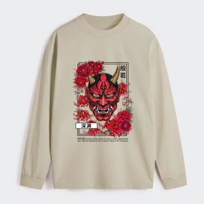 Tokyo-Tiger Cool Oni Floral Art Classic Long Sleeve T-Shirt