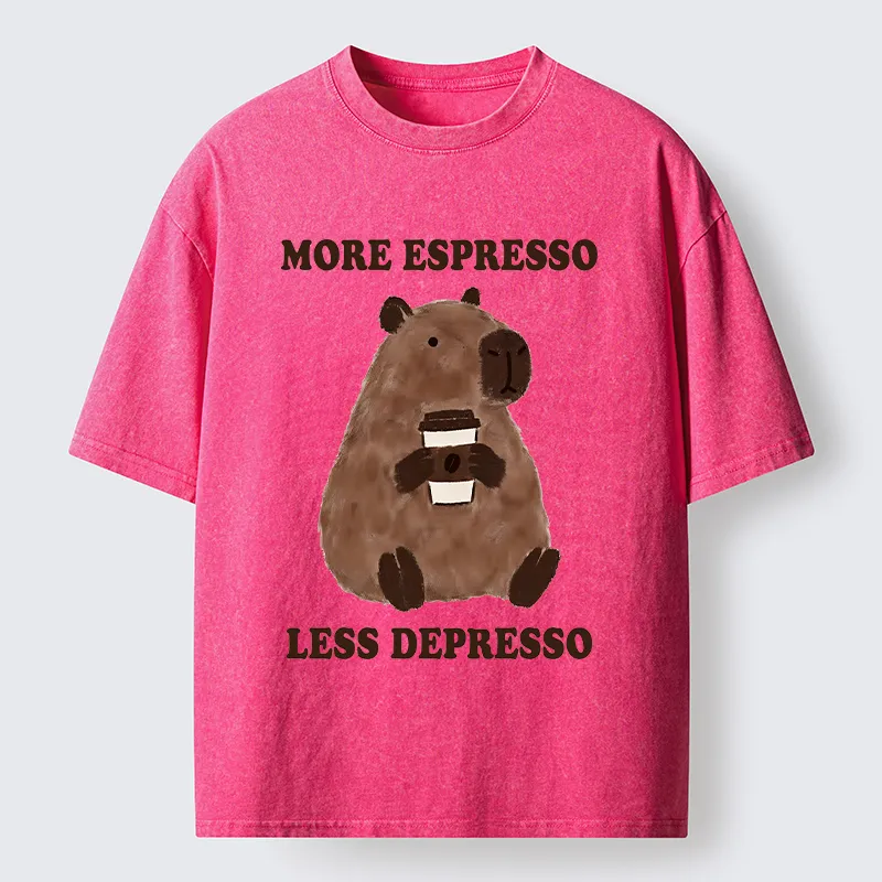 Tokyo-Tiger Coffee Capybara Art Washed T-Shirt