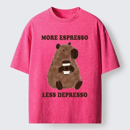 Tokyo-Tiger Coffee Capybara Art Washed T-Shirt