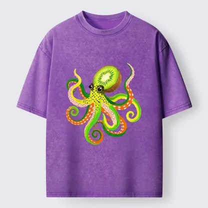 Tokyo-Tiger Kiwi Octopus Washed T-Shirt