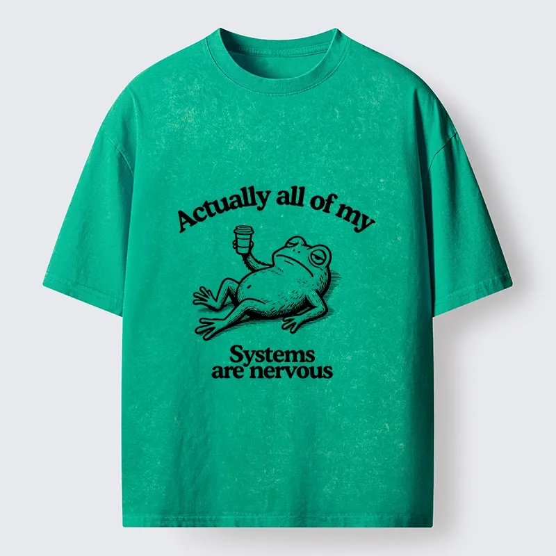 Tokyo-Tiger Nervous Frog Meme Washed T-Shirt