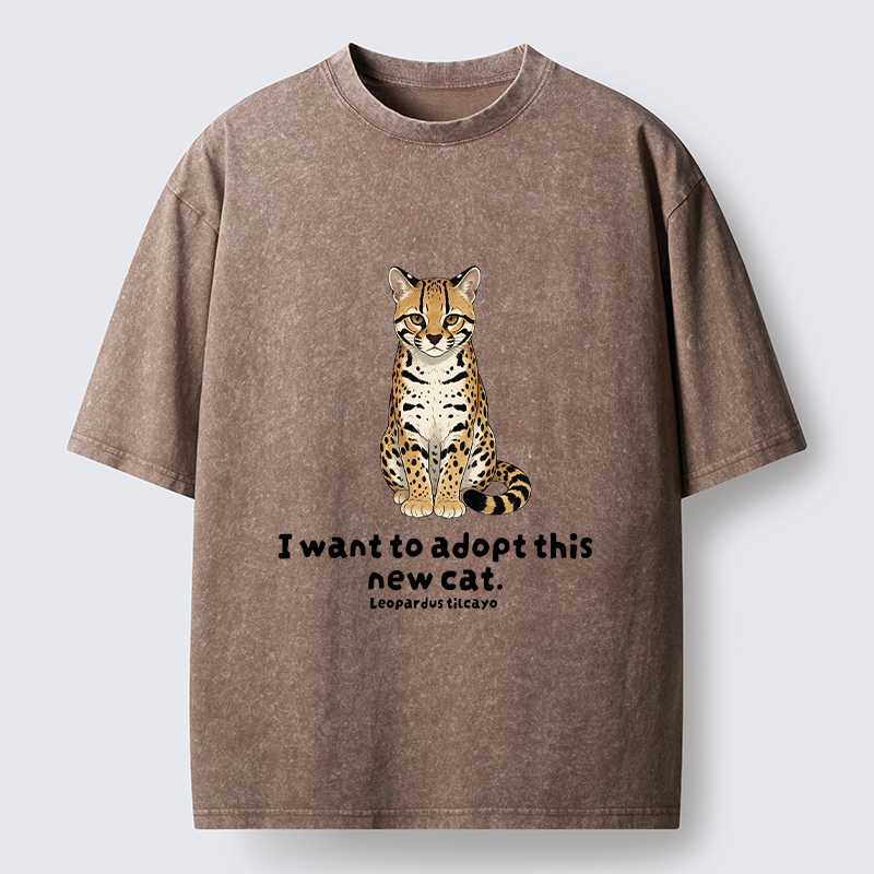Tokyo-Tiger Adopt New Cat Funny Meme Washed T-Shirt
