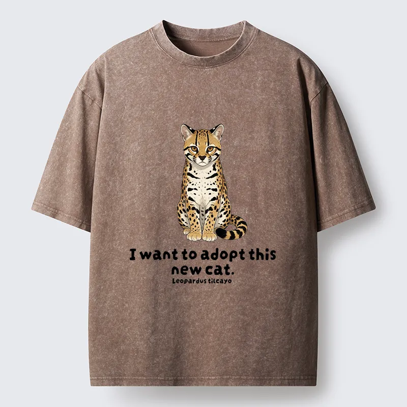 Tokyo-Tiger Adopt New Cat Funny Meme Washed T-Shirt
