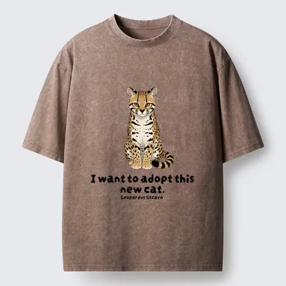 Tokyo-Tiger Adopt New Cat Funny Meme Washed T-Shirt