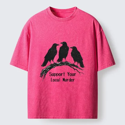 Tokyo-Tiger Crow Group Funny Meme Washed T-Shirt