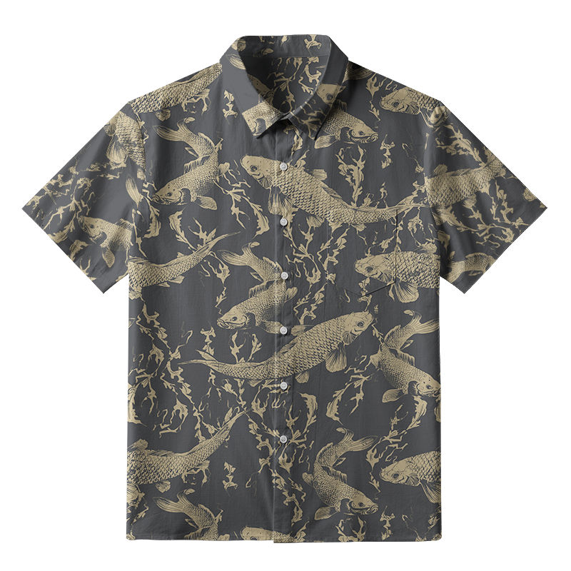 Tokyo-Tiger Vintage Japanese Koi Button-up Shirt