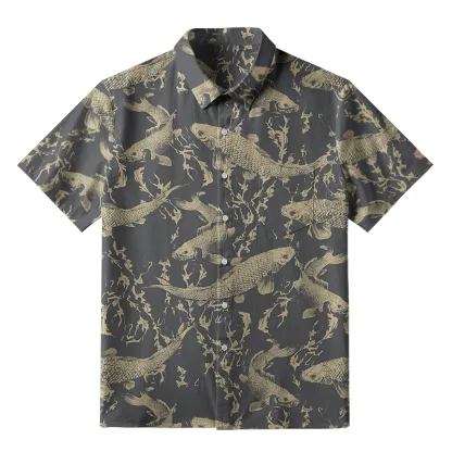 Tokyo-Tiger Vintage Japanese Koi Button-up Shirt