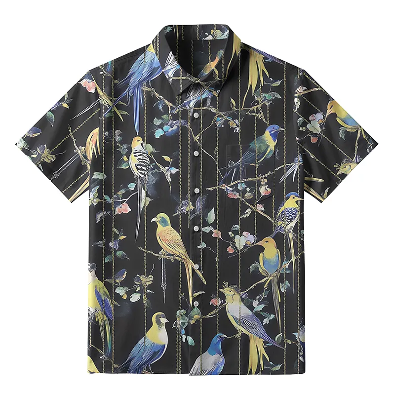 Tokyo-Tiger Parrots On Branch Button-up Shirt