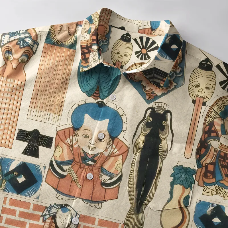 Tokyo-Tiger Japan's Cultural Kaleidoscope Button-up Shirt