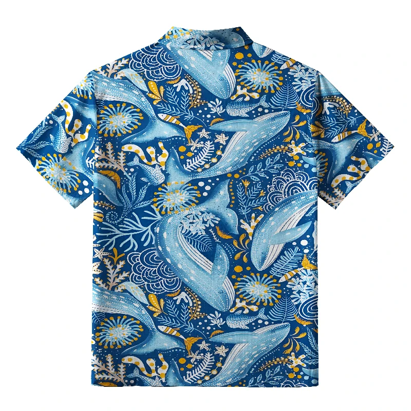 Tokyo-Tiger Whales In The Ocean Button-up Shirt