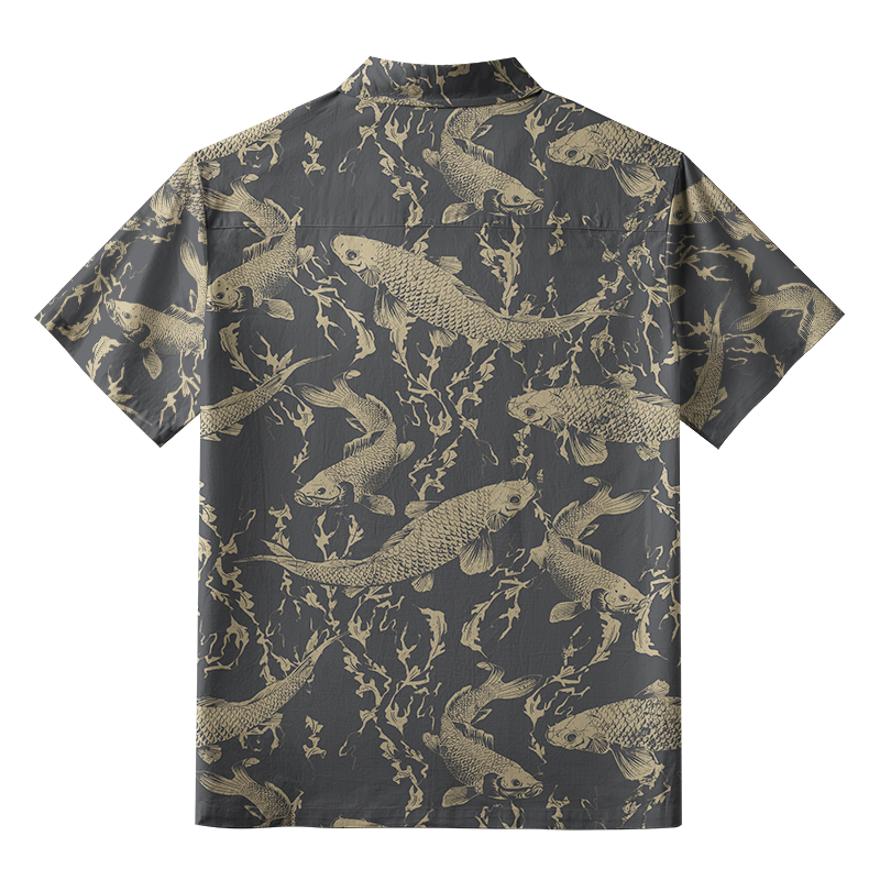 Tokyo-Tiger Vintage Japanese Koi Button-up Shirt