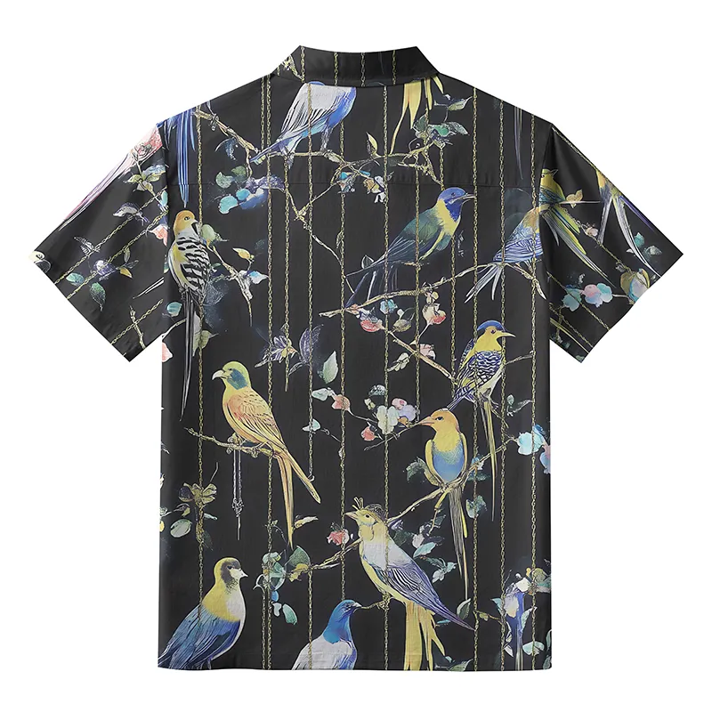 Tokyo-Tiger Parrots On Branch Button-up Shirt