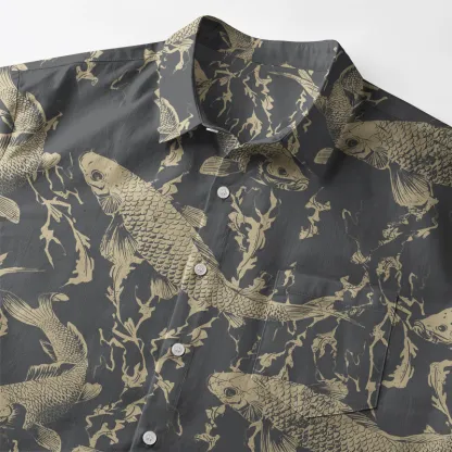 Tokyo-Tiger Vintage Japanese Koi Button-up Shirt