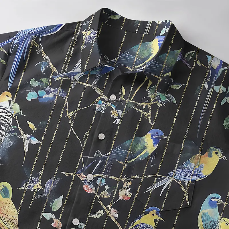 Tokyo-Tiger Parrots On Branch Button-up Shirt