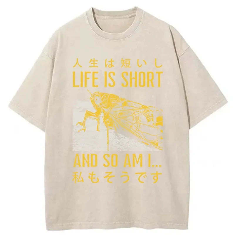 Tokyo-Tiger A Grasshopper With A Short Life Washed T-Shirt
